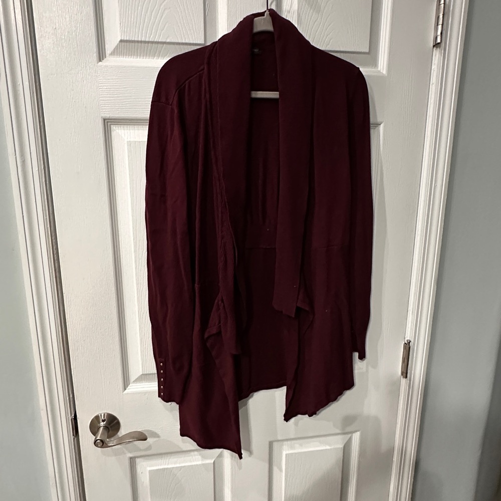 White House Black Market Red Open-Front Cardigan Sweater